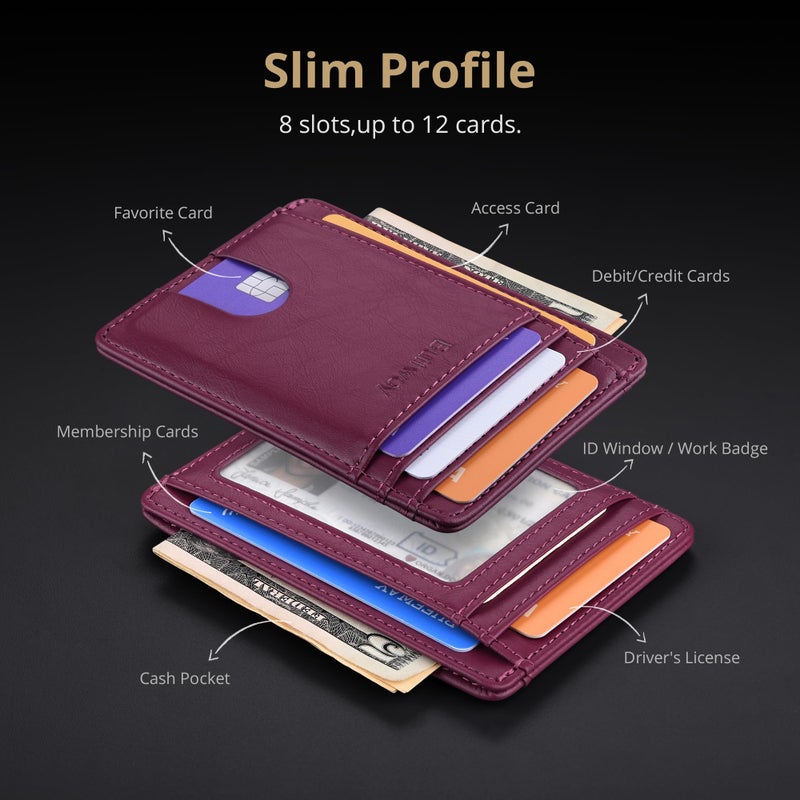 Buffway محفظة جلدية رفيعة وعصرية لحجب RFID للرجال والنساء - ألاسكا بنفسجي - Image 4